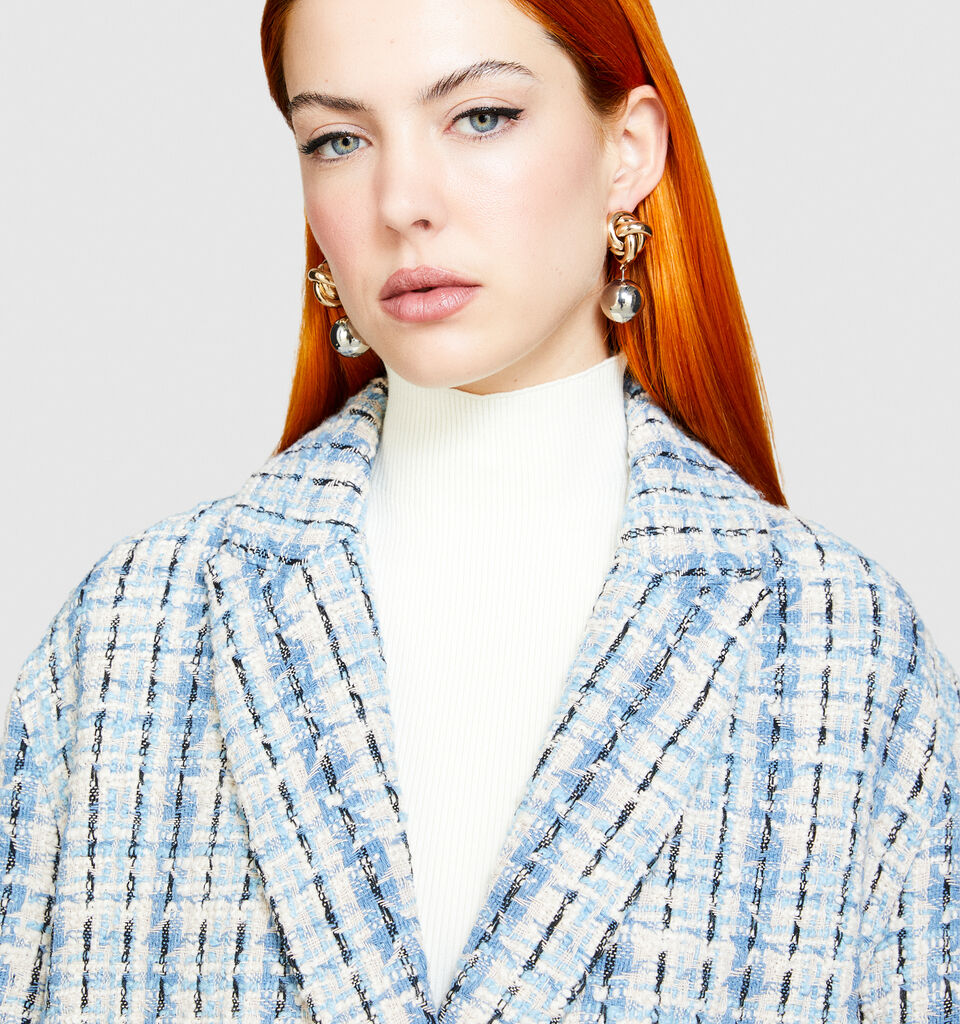 Yarn dyed bouclè jacket - women's jackets - Light Blue | Sisley image number 5